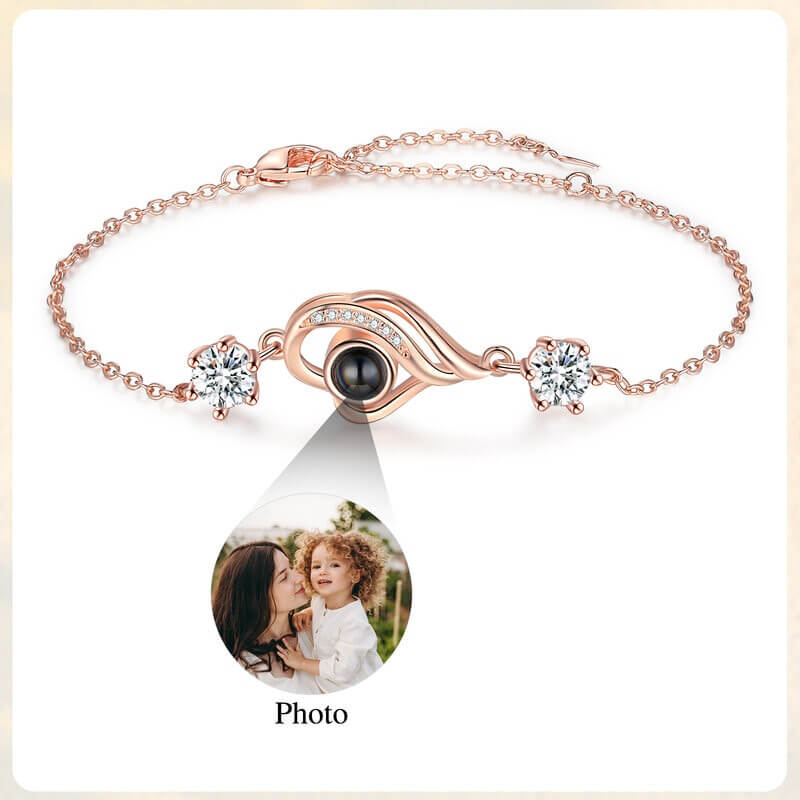 Personalised Bracelet with Photo Projection Rose Gold
