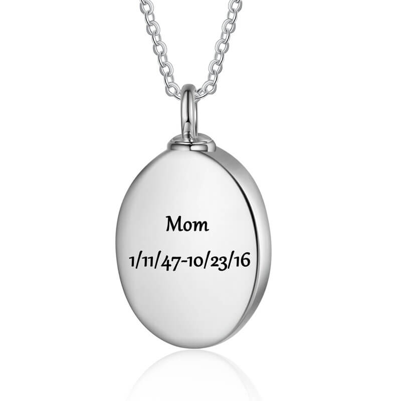 Personalised Ashes Necklace - Oval Butterfly Locket with Engraving and Birthstone