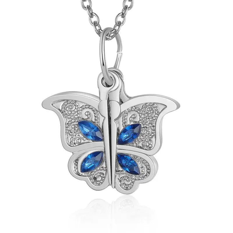 Personalised Butterfly Photo Locket Necklace - Heart Charm in Silver/Gold