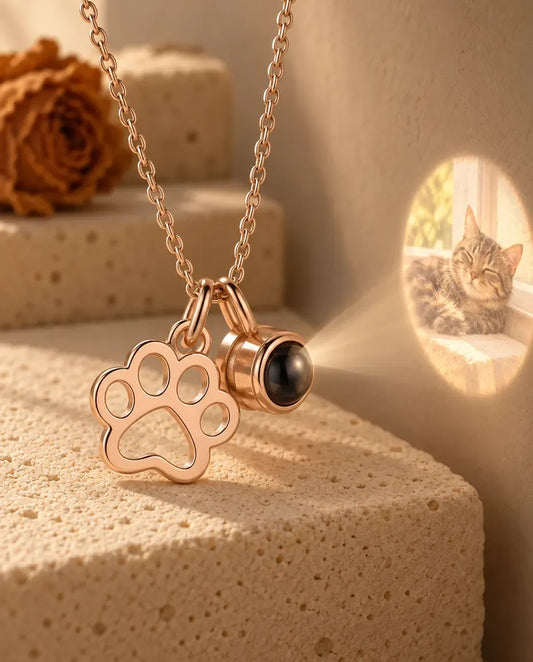 Photo Projection Necklace - projecting the hidden photo onto a wall