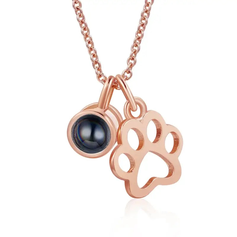 Chocolate diamond paw hot sale print necklace