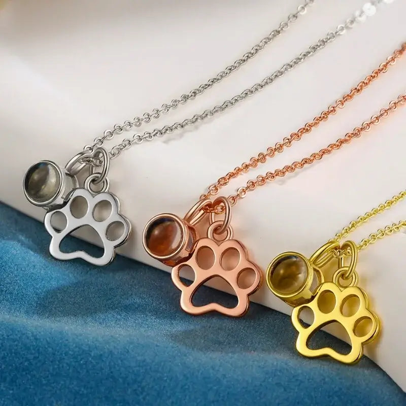 Personalised Paw Photo Pendant Projection Necklace IfShe UK