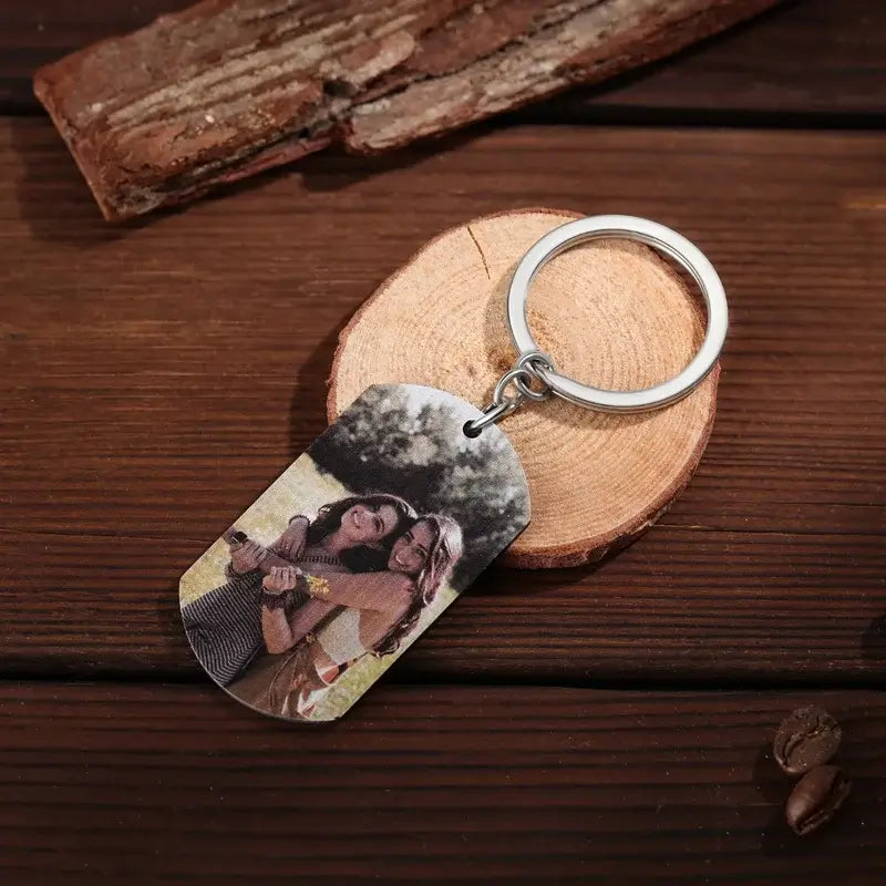 Personalised Colour Photo Keyring with Engraving