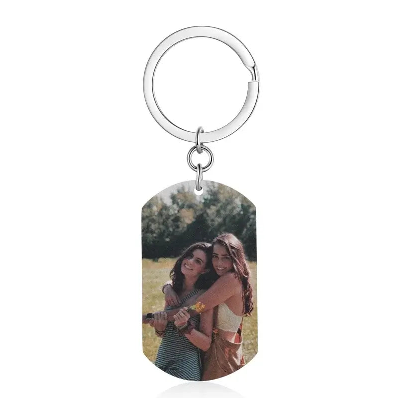 Personalised Colour Photo Keyring with Engraving