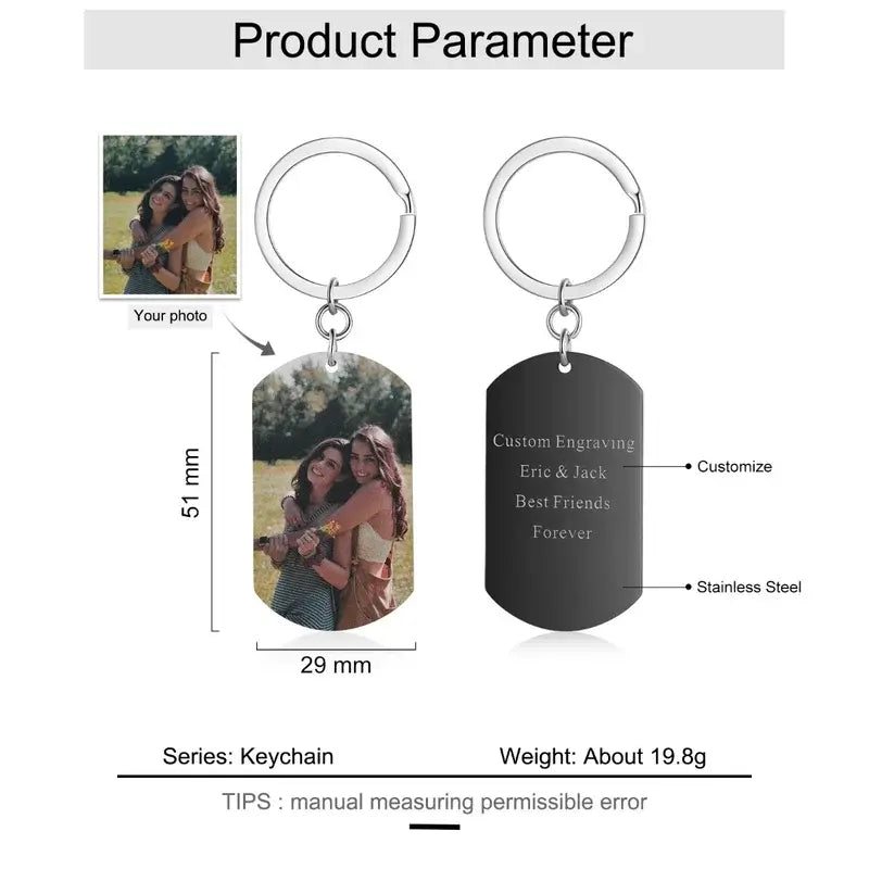 Personalised Colour Photo Keyring with Engraving