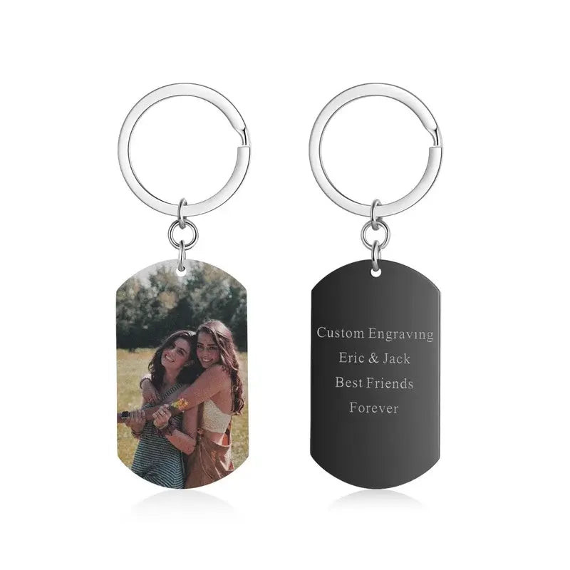 Personalised Colour Photo Keyring with Engraving