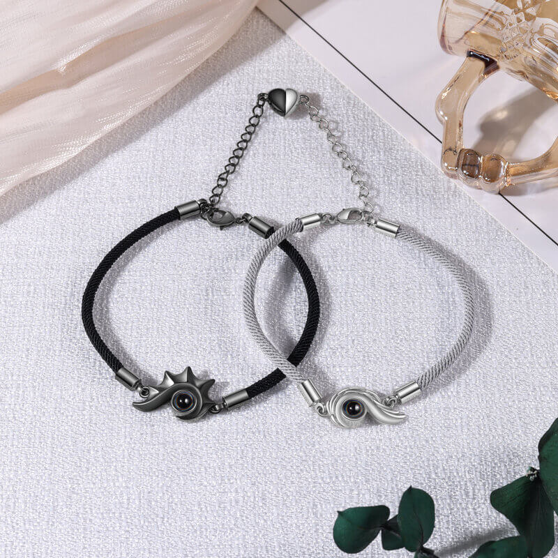 Personalised Couple Photo Projection Bracelets Conch Charms