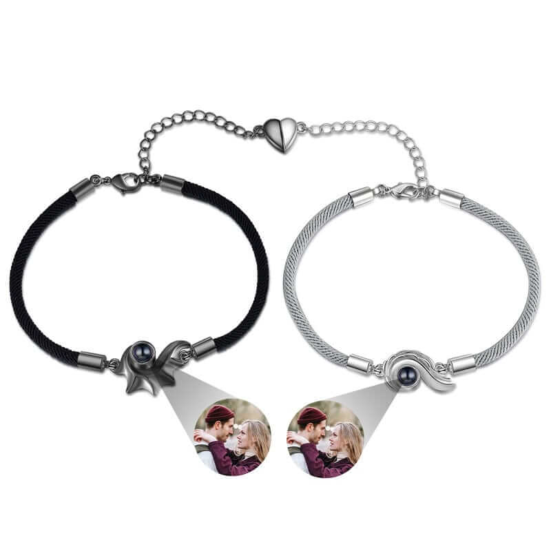 Personalised Couple Photo Projection Bracelets Conch Charms