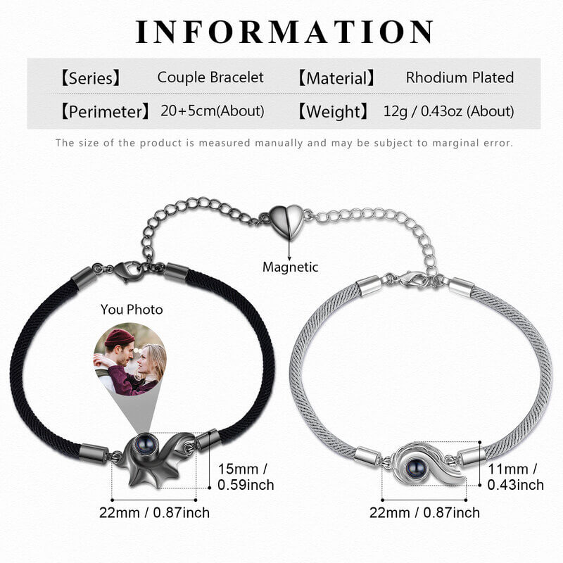 Personalised Couple Photo Projection Bracelets Conch Charms