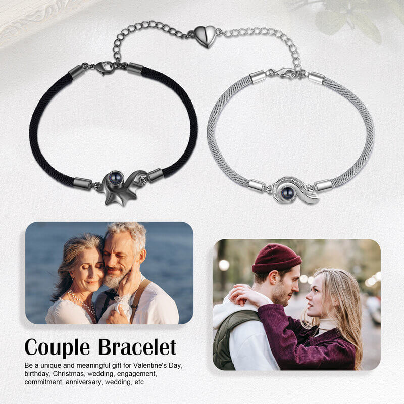 Personalised Couple Photo Projection Bracelets Conch Charms