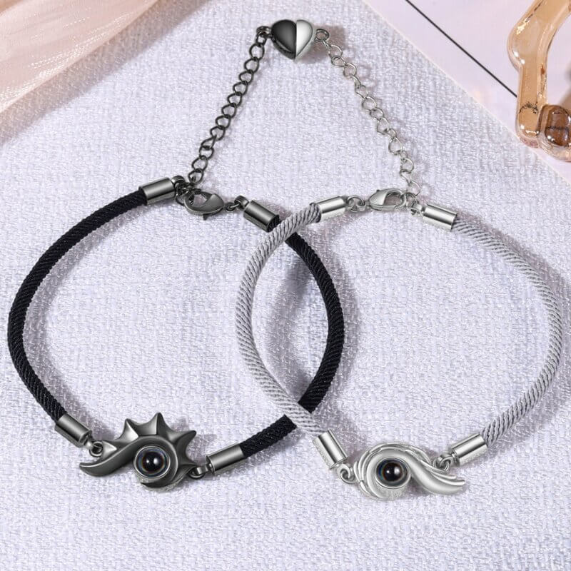 Personalised Couple Photo Projection Bracelets Conch Charms