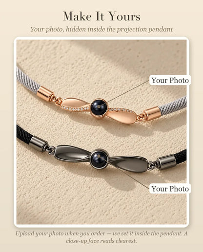 Personalised Photo Projection Couple Bracelet - personalisation guide: photo upload