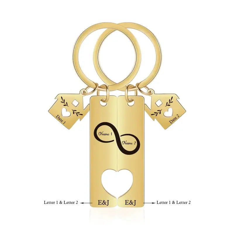 Custom Photo Keychain - Personalized Engraved Name & Date Stainless Steel Keychain Gift For Men & Women