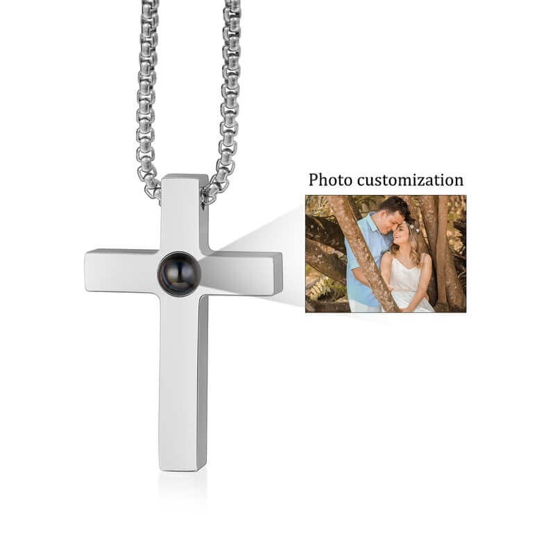 Personalised Cross Pendant Photo Projection Necklace