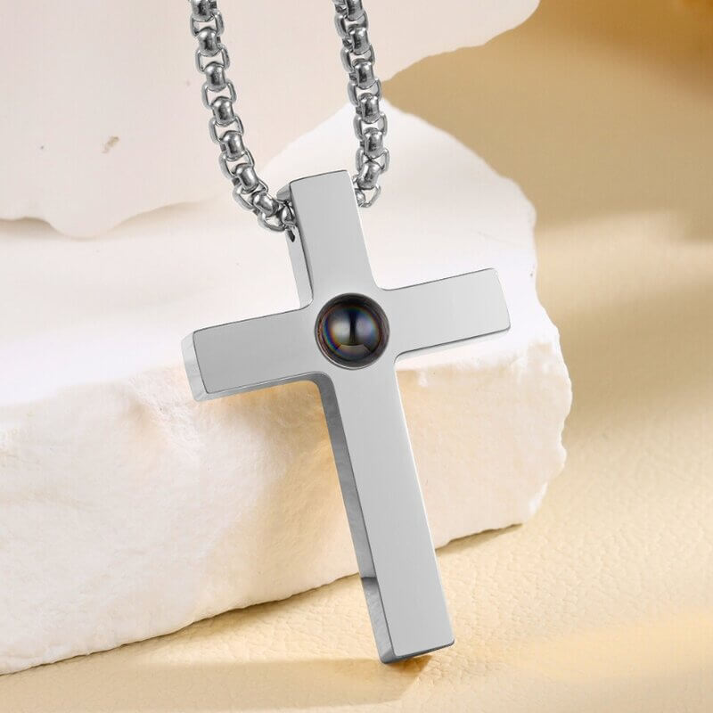 Personalised Cross Pendant Photo Projection Necklace