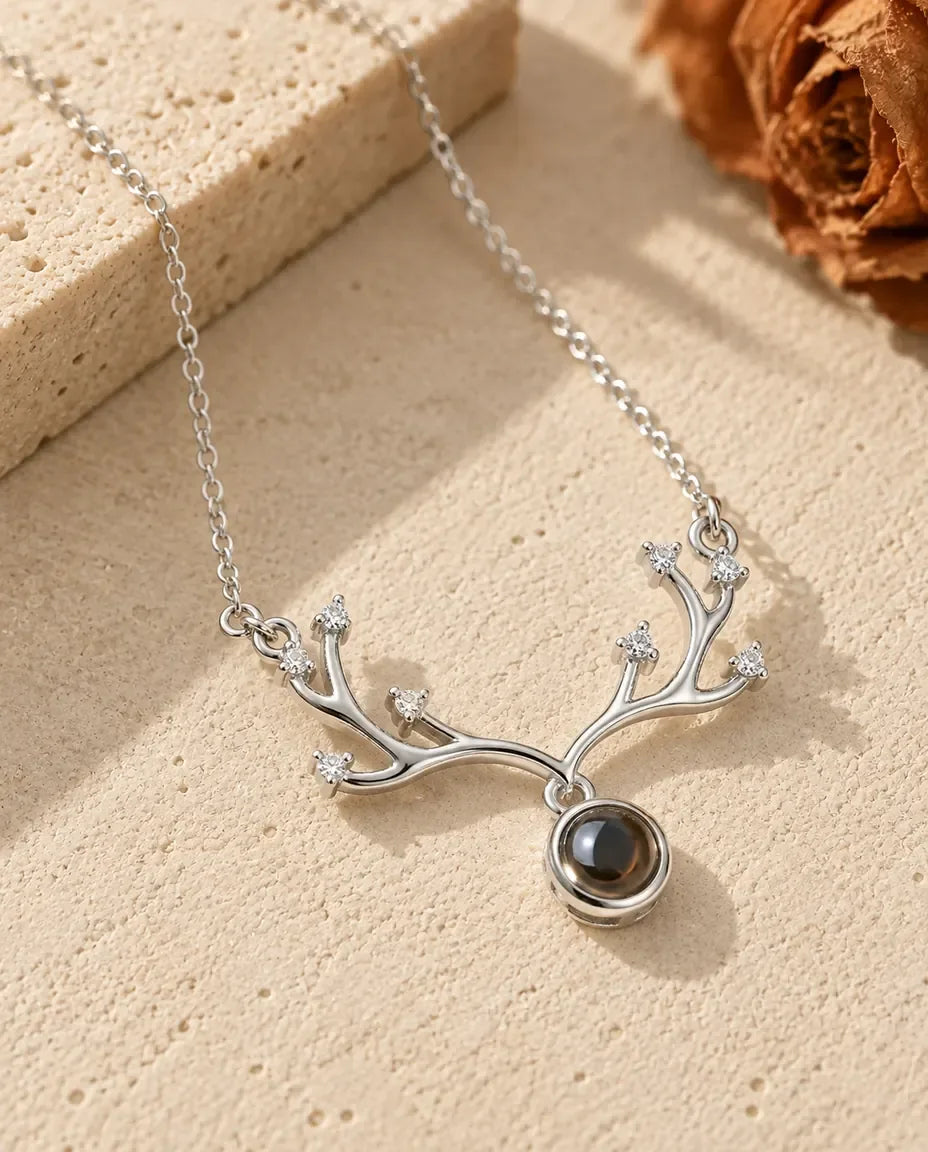 Photo Projection Necklace - front view in silver