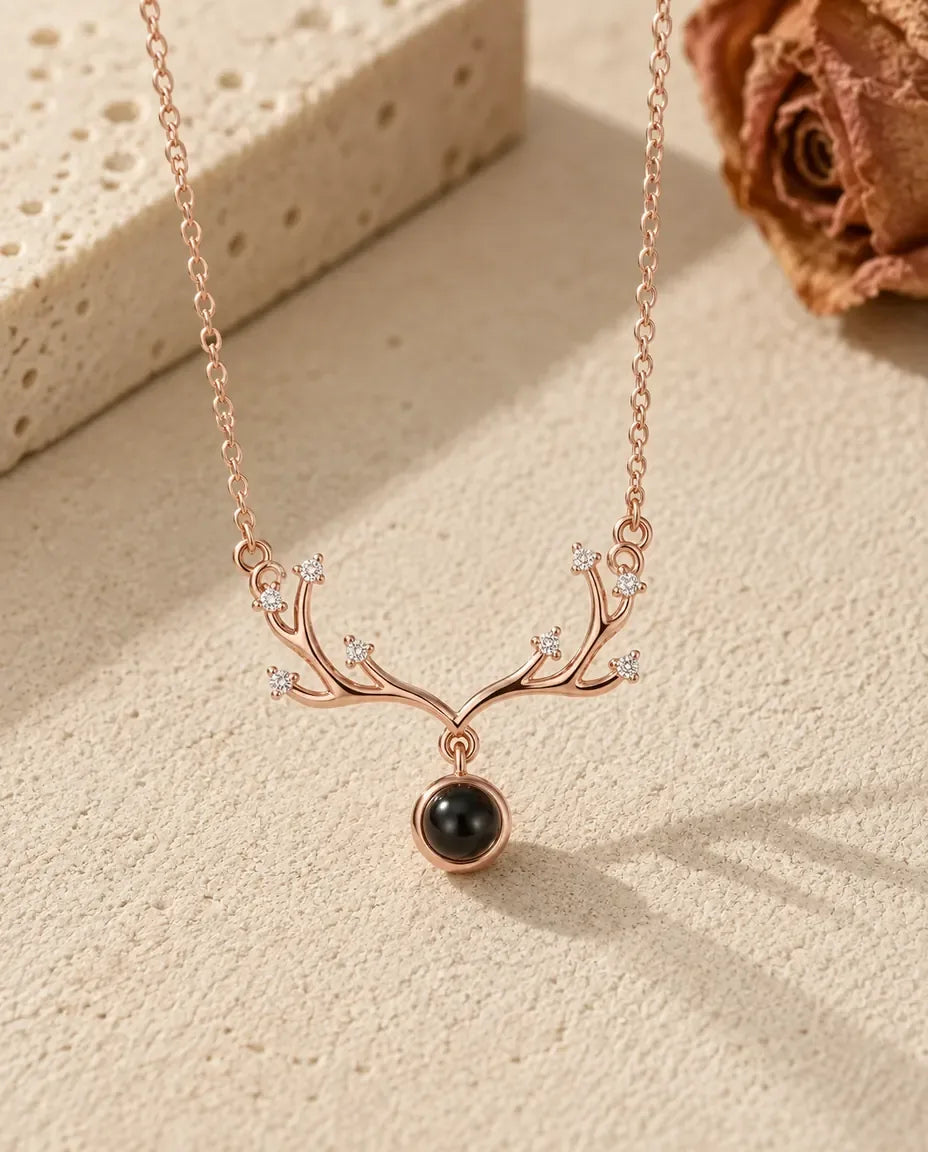 Photo Projection Necklace - in rose gold finish