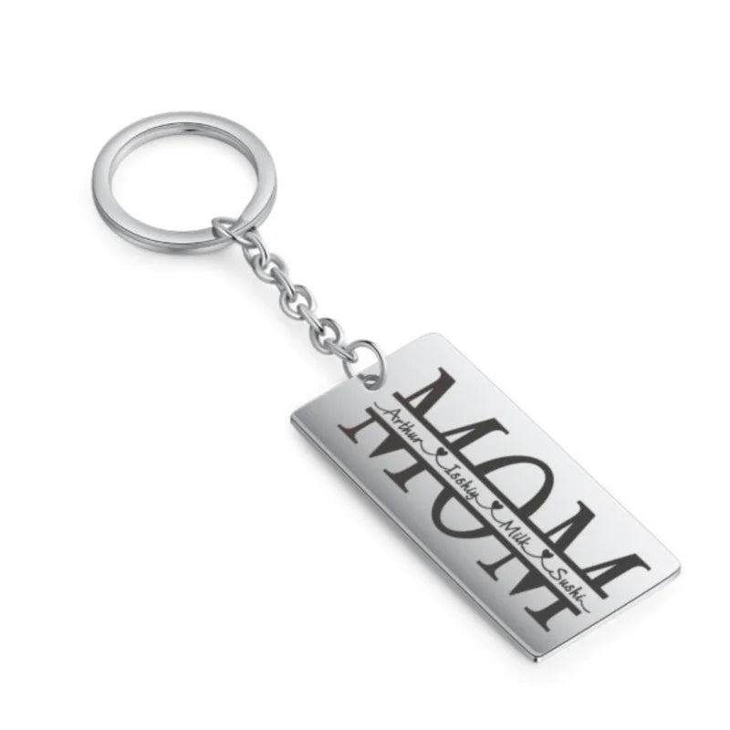 Personalised Engraved Family Names Keyring