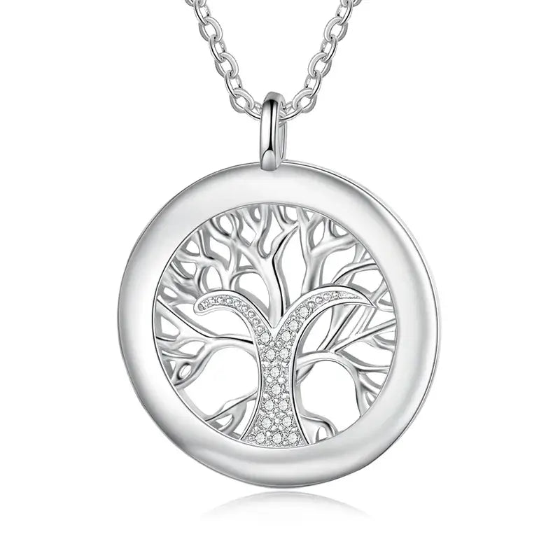 Personalised Engraved Family Tree Round Pendant Necklace