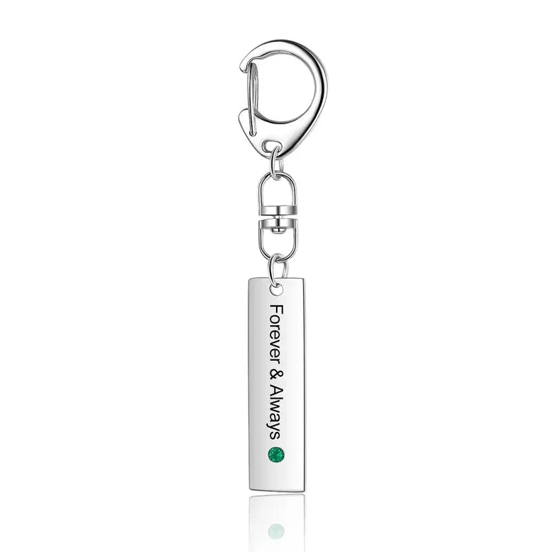 Personalised Engraved Keyring with Birthstone