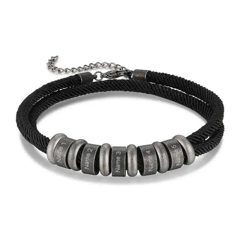 Personalised Engraved Men’s Name Bracelet | 2-5 Name Beads