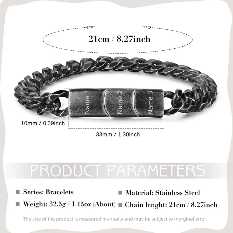 Personalised Engraved Men's Bracelet Stainless Steel