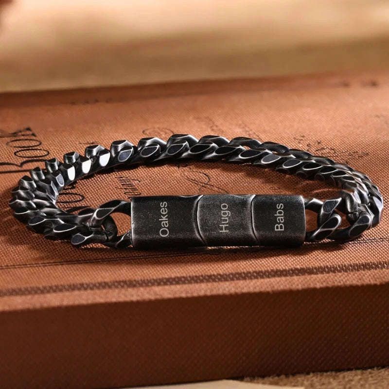 Personalised Engraved Men's Bracelet Stainless Steel
