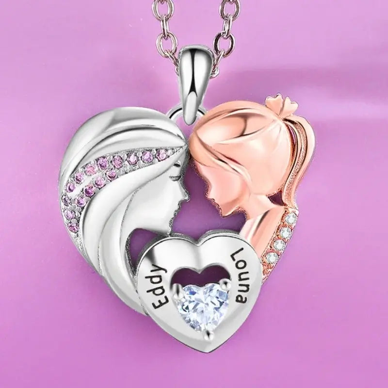 personalised engraved mother daughter necklace
