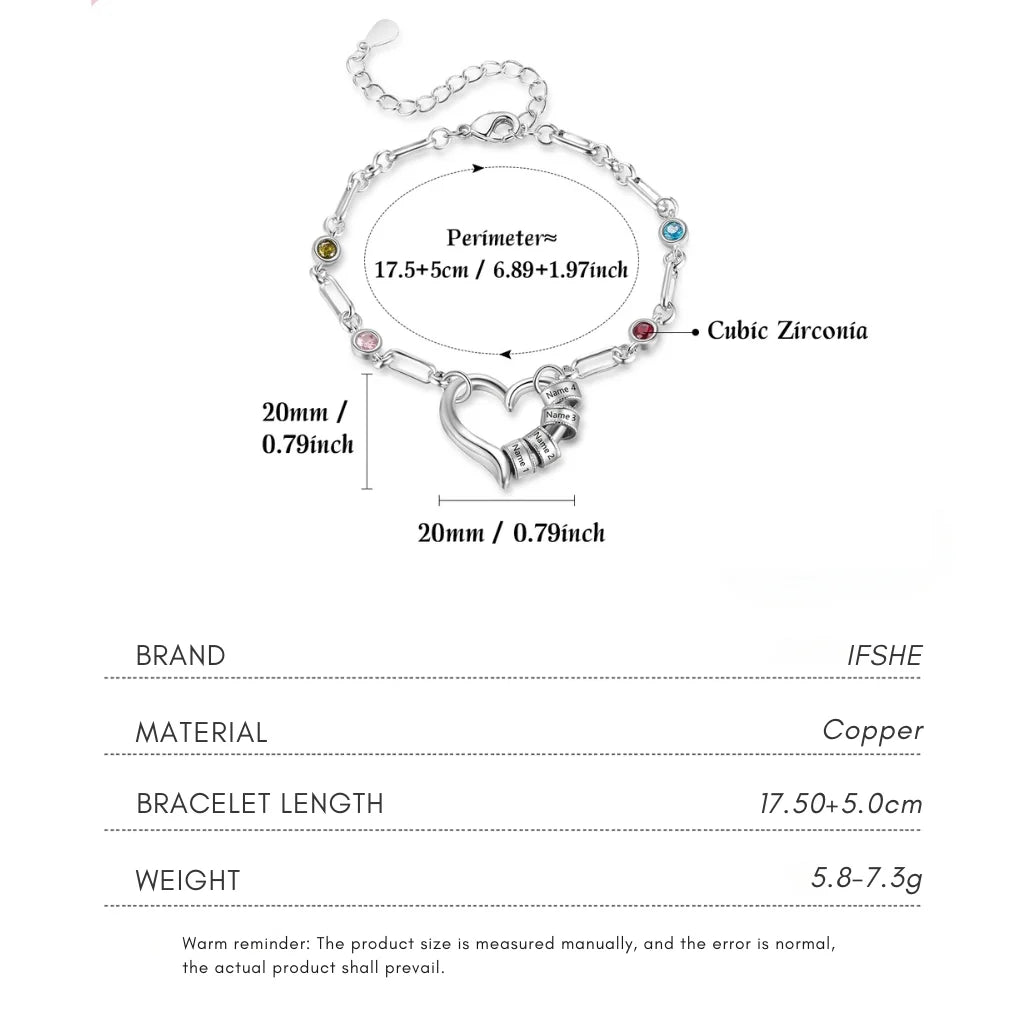 Personalised Engraved Name Bead Bracelet with Birthstones – The Perfect Family Jewellery Gift
