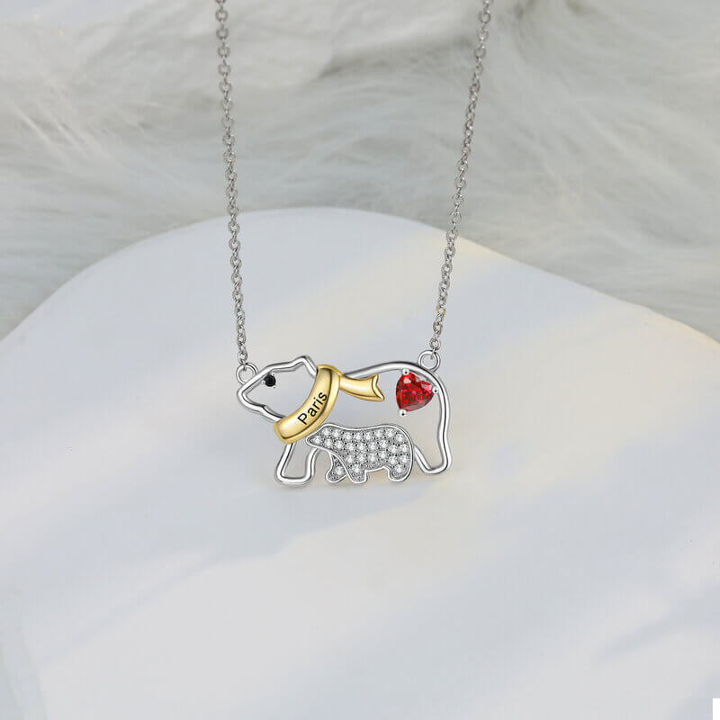 Personalised Engraved Polar Bear Mother and Child Necklace