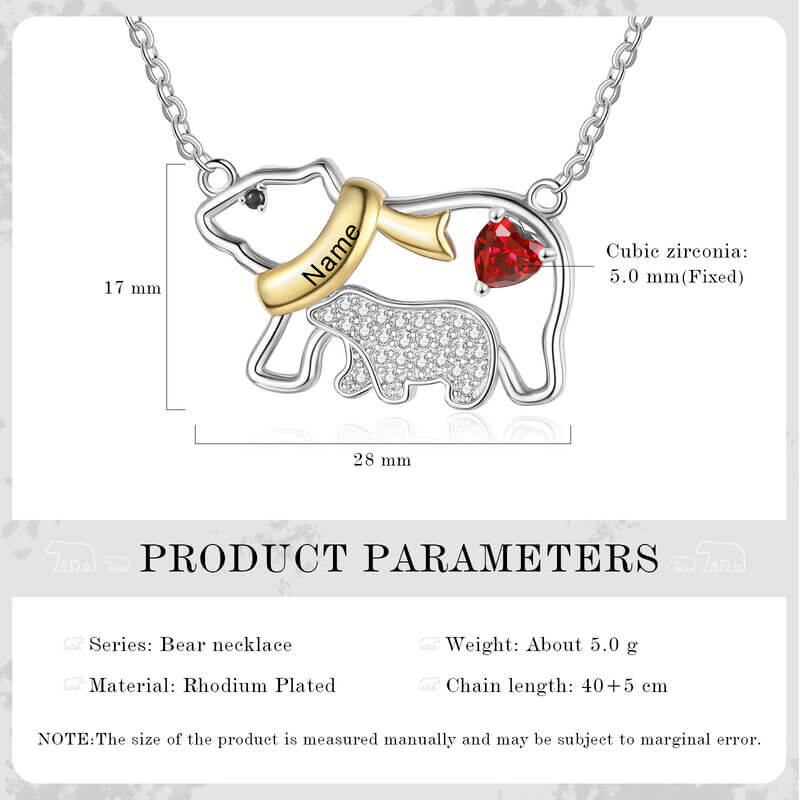 Personalised Engraved Polar Bear Mother and Child Necklace