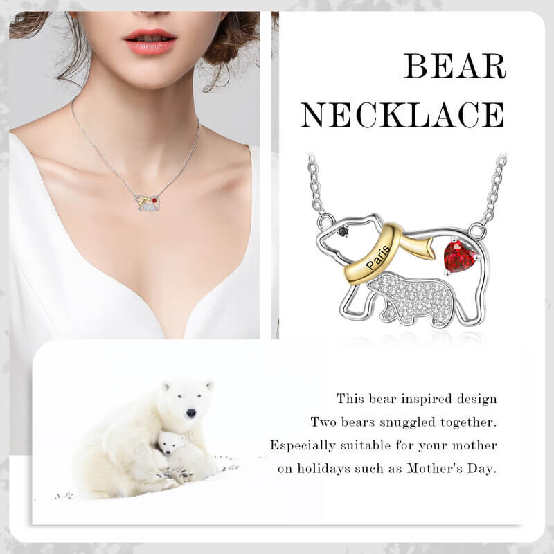 Personalised Engraved Polar Bear Mother and Child Necklace