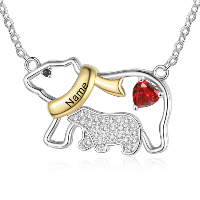 Personalised Engraved Polar Bear Mother and Child Necklace