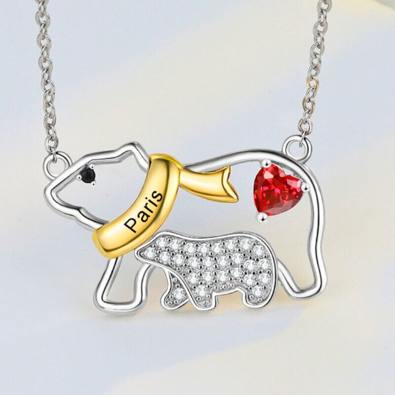 Personalised Engraved Polar Bear Mother and Child Necklace