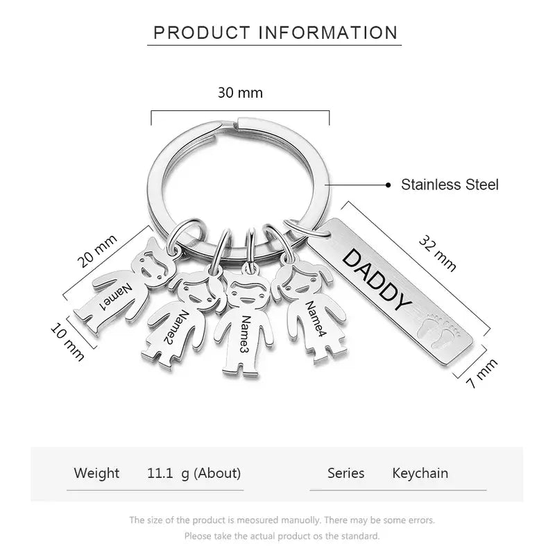 Personalised Engraved Tag and Child Charm Keyring
