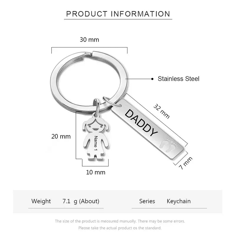 Personalised Engraved Tag and Child Charm Keyring