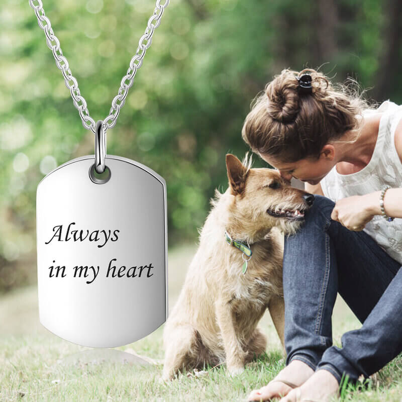 Personalised Engraved Tag Locket Ashes Necklace