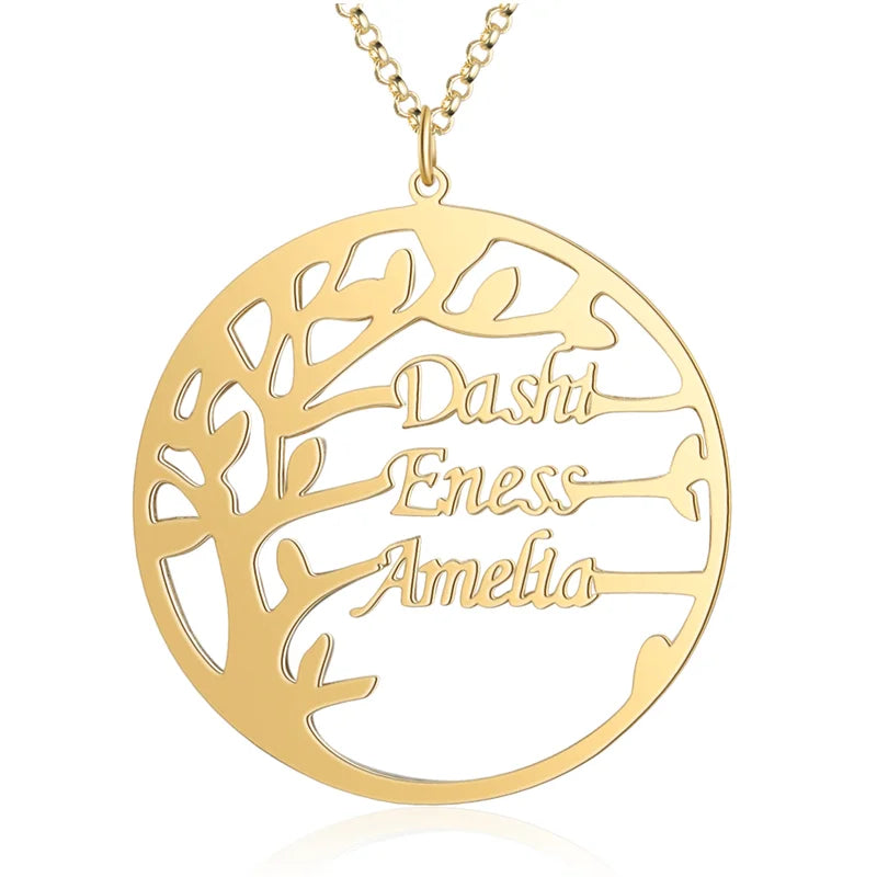 Personalised Family Tree Name Necklace Silver/Rose/Yellow Gold