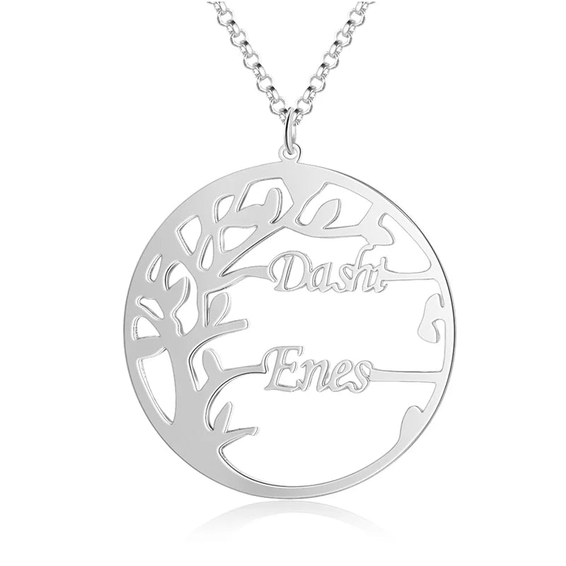 Personalised Name Necklace | Family Tree Necklace with Names - Silver/Rose/Yellow Gold - 925 Sterling