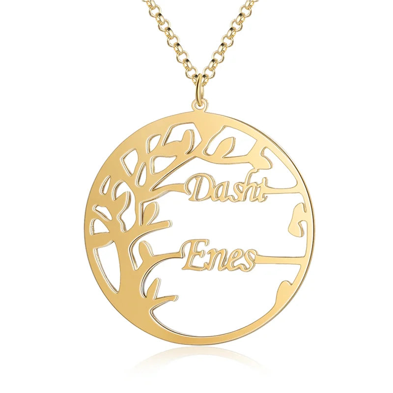 Personalised Name Necklace | Family Tree Necklace with Names - Silver/Rose/Yellow Gold - 925 Sterling