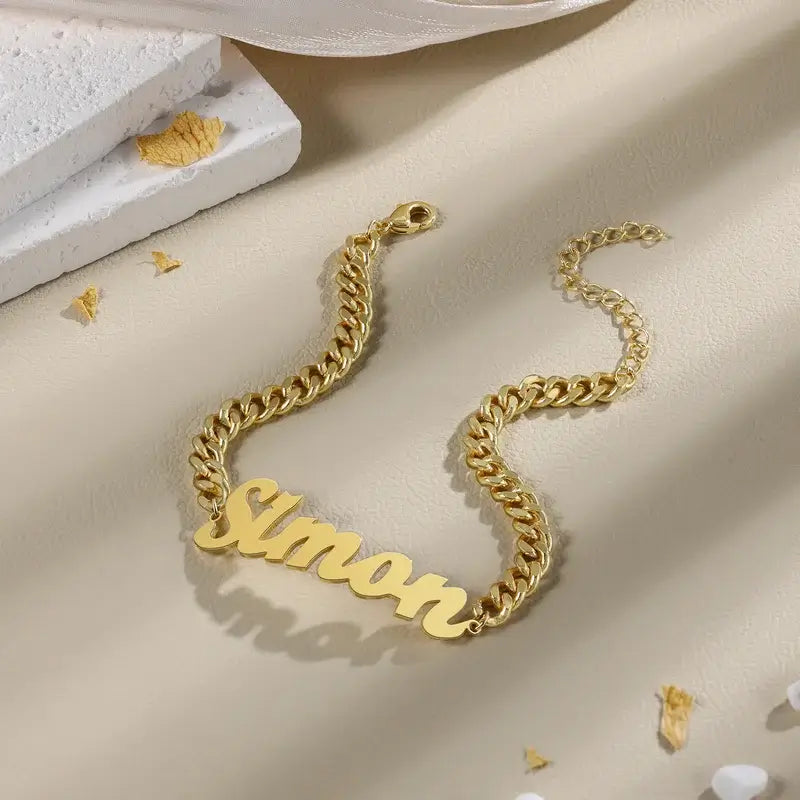 Personalised Gold Matching Couple Name Bracelets IfShe UK