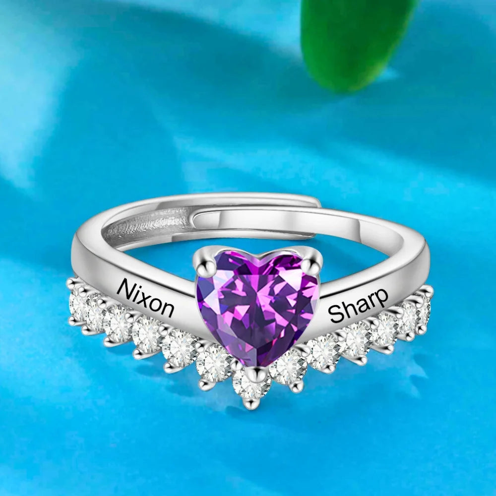 Personalized birthstone rings with names discount