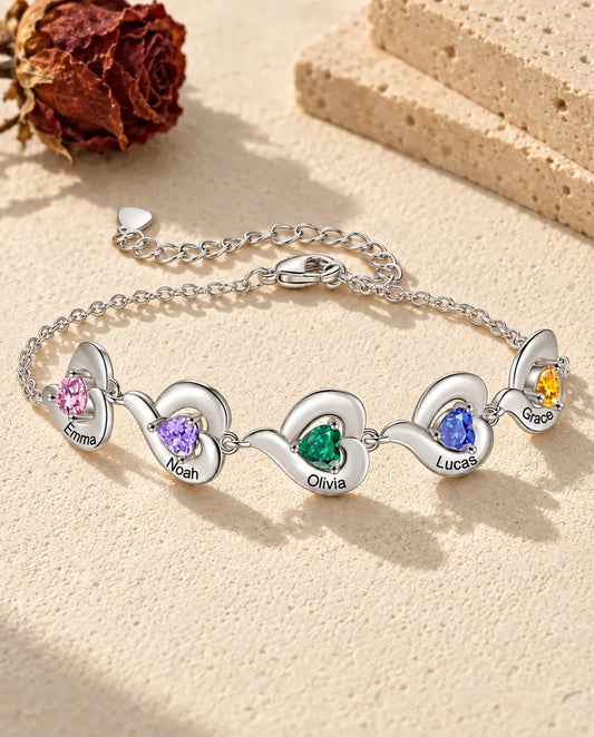 Personalised Birthstone Bracelet - front view