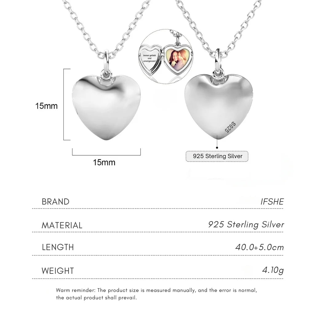 Personalised Heart Photo Locket Necklace - Engraved Sterling Silver in Gold, Rose Gold, or Silver