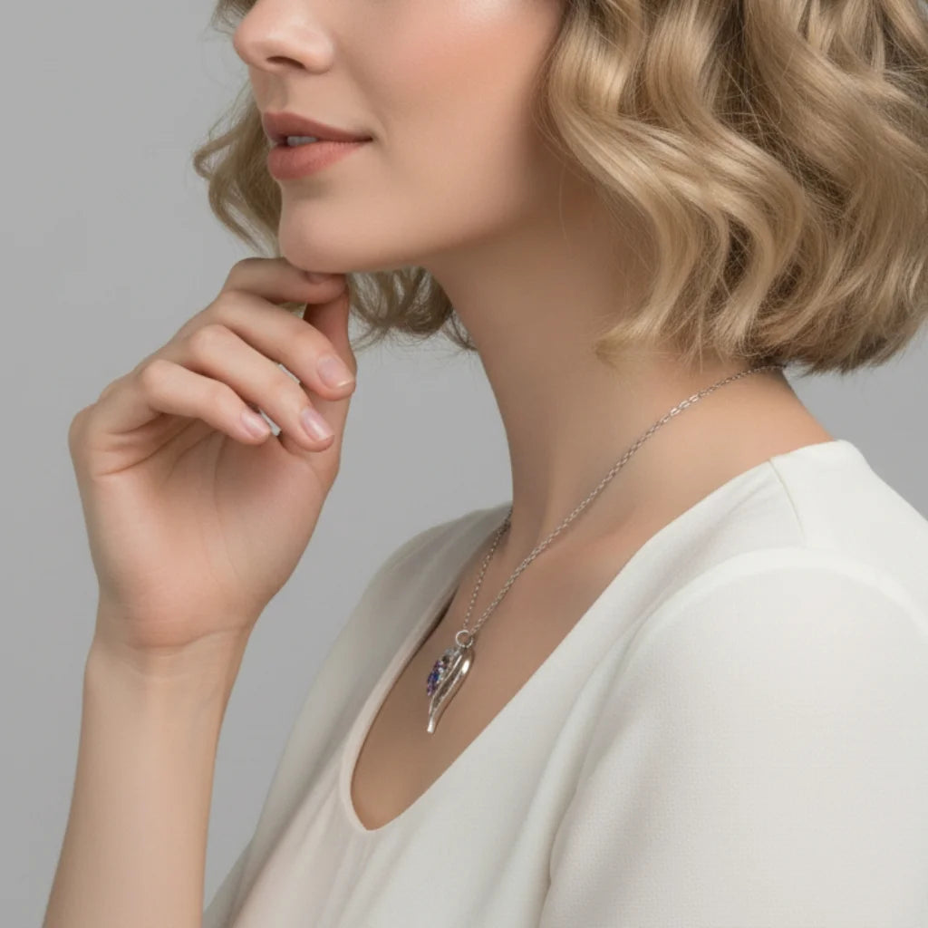 Personalised Heart Necklace with Birthstones – Custom Engraved Names for Family or Mum
