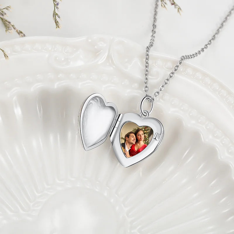 Heart Personalised Photo Locket Necklace | Photo Necklace | Picture Necklace | Sterling Silver