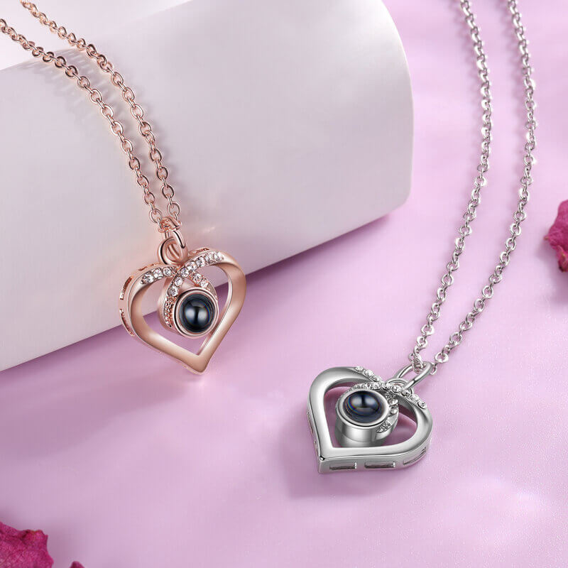 Photo Projection Necklace with Picture Inside | Heart Projection Necklace