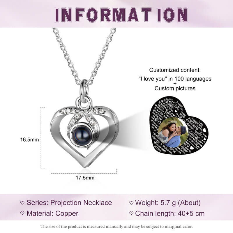 Photo Projection Necklace with Picture Inside | Heart Projection Necklace