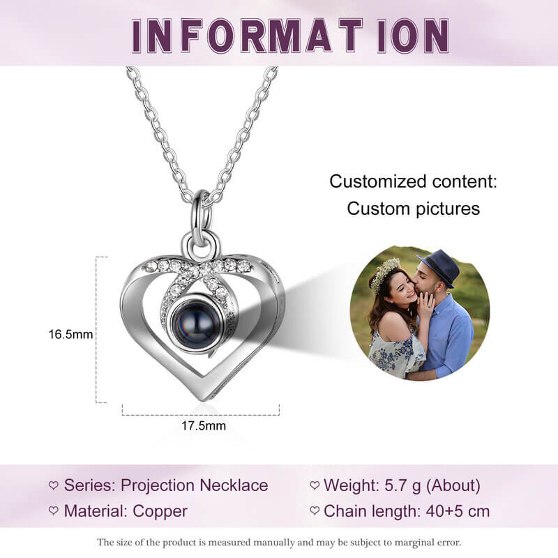 Photo Projection Necklace with Picture Inside | Heart Projection Necklace