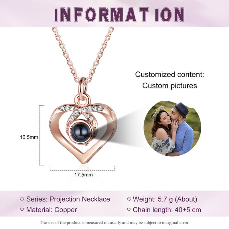 Photo Projection Necklace with Picture Inside | Heart Projection Necklace